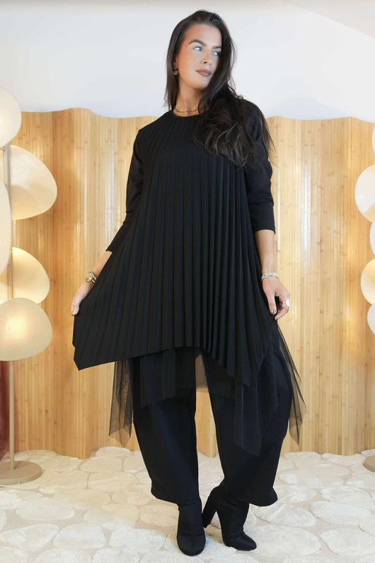 Gotham Pleat Tunic Black /7=
